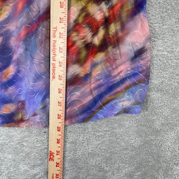 Cocomo Blouse Women XL Purple Tie Dye Bell Sleeve Pleated Henley Boho Whimsigoth - Picture 6 of 9